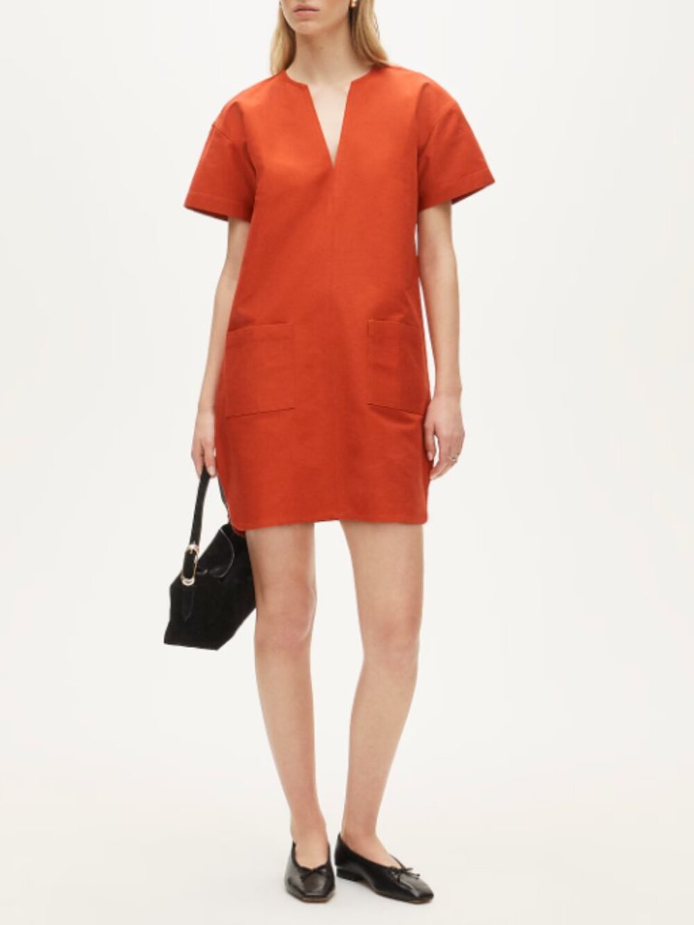 J Crew Patch-pocket pullover dress structured cotton poplin NWT M Medium Orange